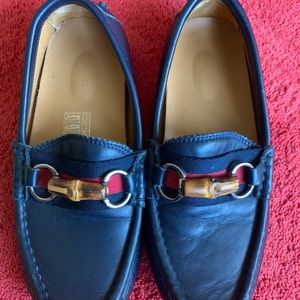 Boys Blue leather Gucci loafers